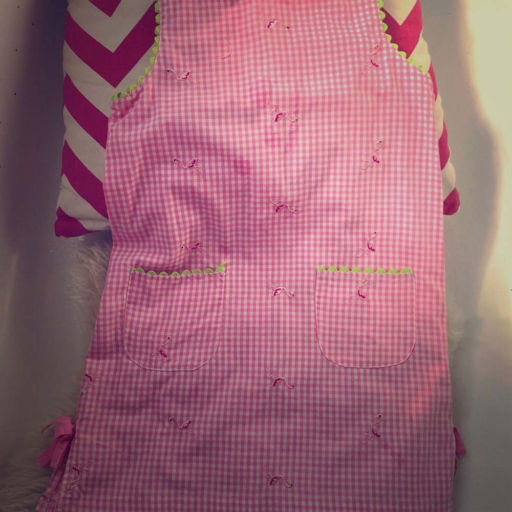 Good lad Girls gingham and flamingo dress